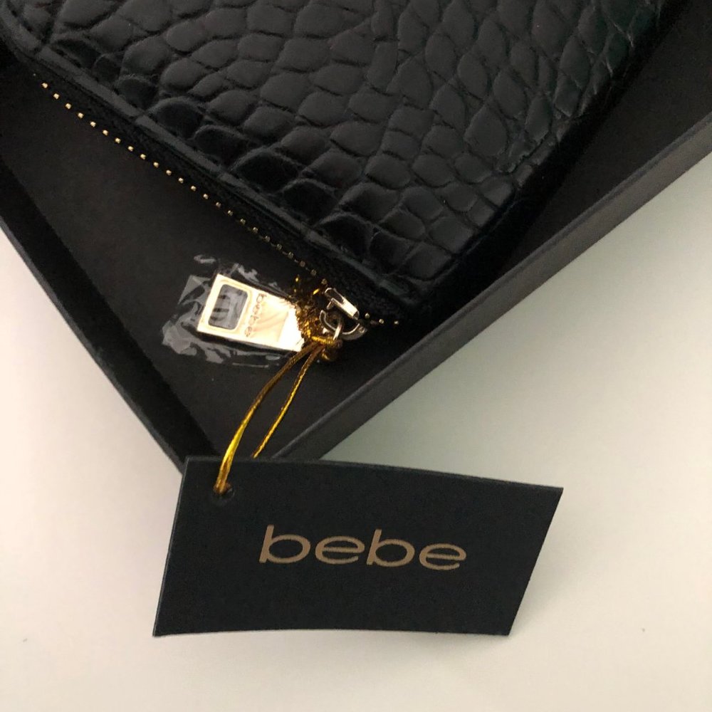 BEBE Signature Black NWT Natalie Croco Wallet - Picture 3 of 6